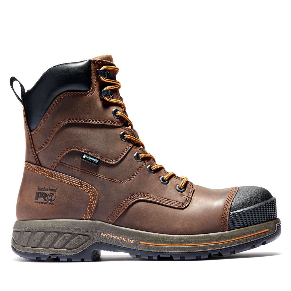 Timberland Μποτακια Εργασίας Ανδρικα Καφε/Μαυρα - Pro® Helix Hd 8" Comp Toe - Greece 1260374-JG